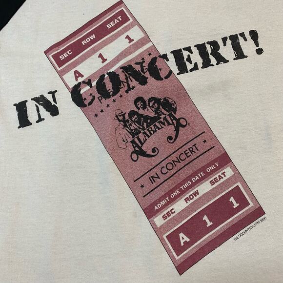 Vintage Alabama 1986 The Touch In Concert Wild Country Raglan Baseball Tee Large - Picture 3 of 8